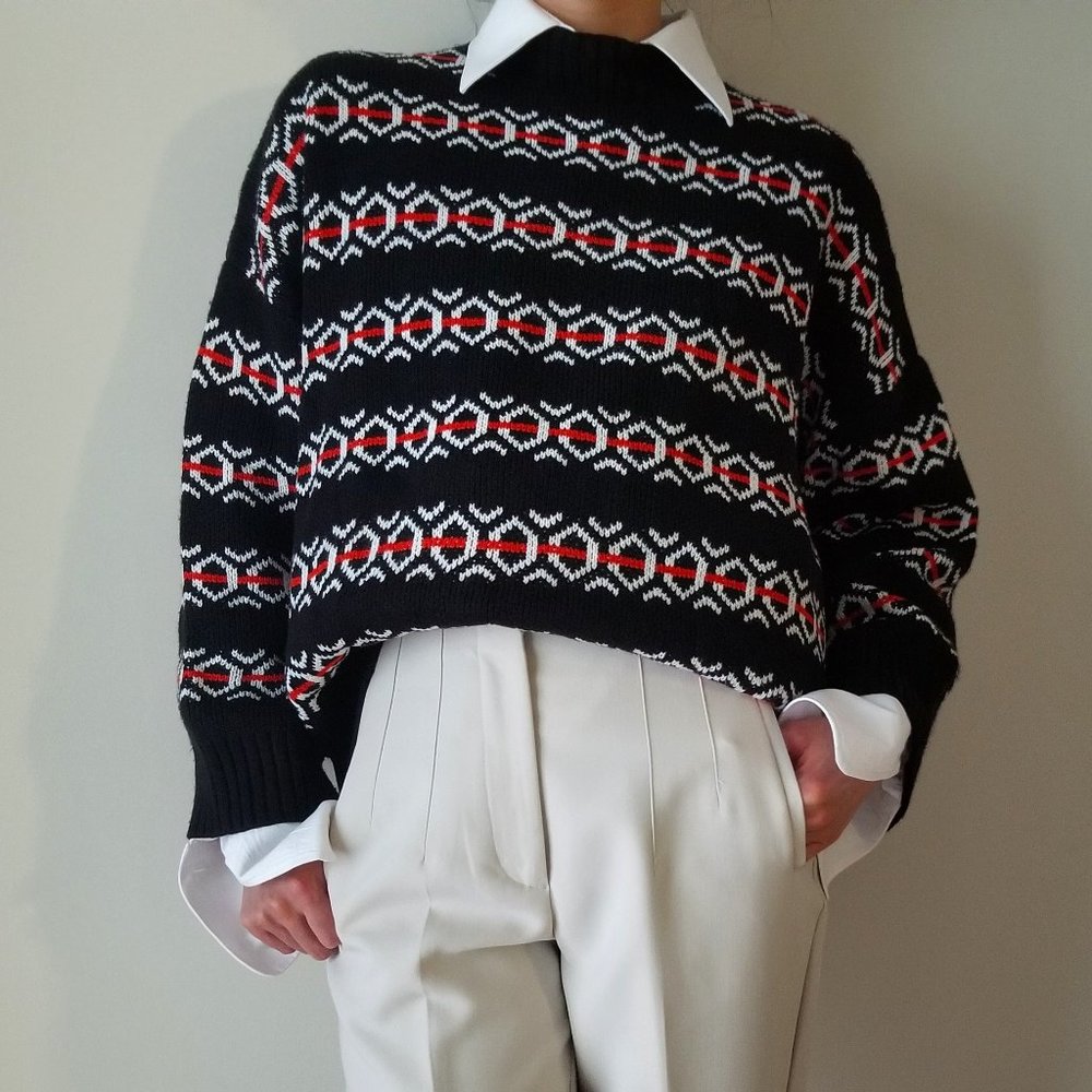 Simons | Abstract pattern oversized knit sweater S/P